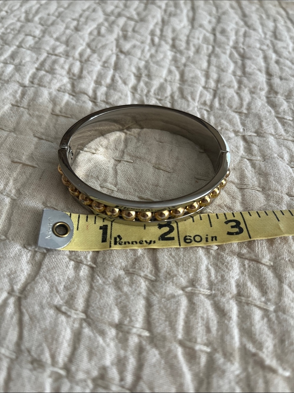 Talbots Two-Tone Gold Bead Accent Women’s Hinged Bangle Bracelet